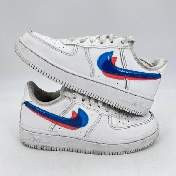 Nike Force 1 Lv8 Ksa 3d Glasses White Blue Red Youth Shoes CJ7160 100 Size 12C - Picture 8 of 12
